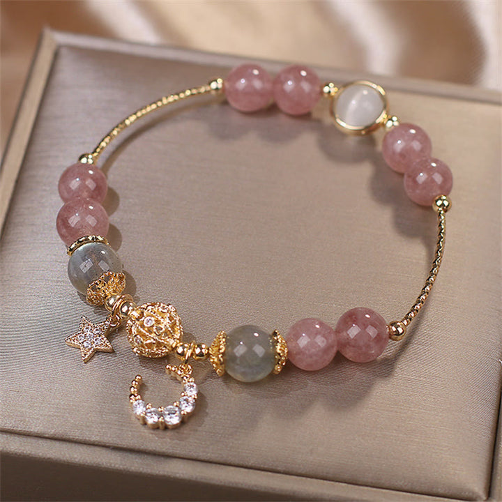 Pulsera de amor con Buddha Stones, cuarzo fresa, piedra lunar, luna, estrella - image 5