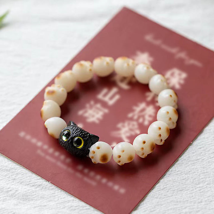 Pulsera de la paz del gato de la suerte de la pata encantadora de sándalo rojo de la semilla de Bodhi Natural de las Buddha Stones - image 4