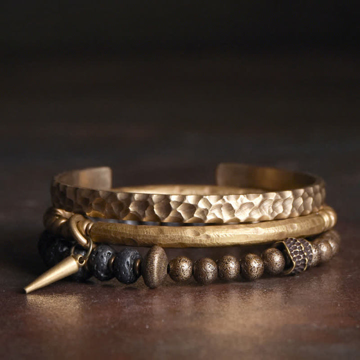 Brazalete de pulsera de equilibrio de cobre de piedra de roca de lava