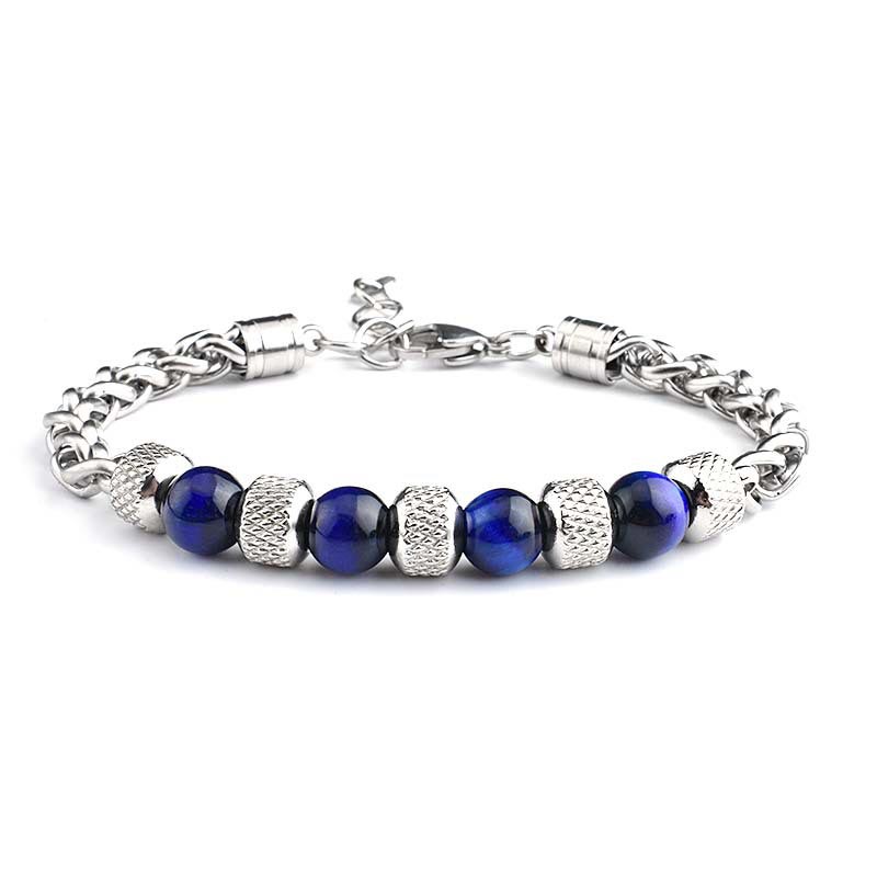 Pulsera de coraje con cuentas de ojo de tigre de ónix negro y Buddha Stones