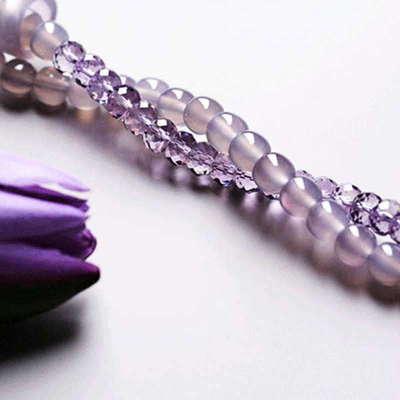 Pulsera curativa de meditación de cristal de amatista natural