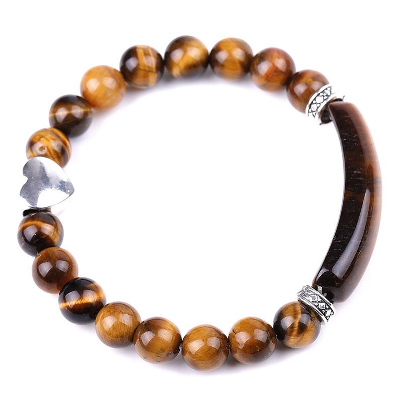 Pulsera de corazón unisex con cuentas de cristal natural