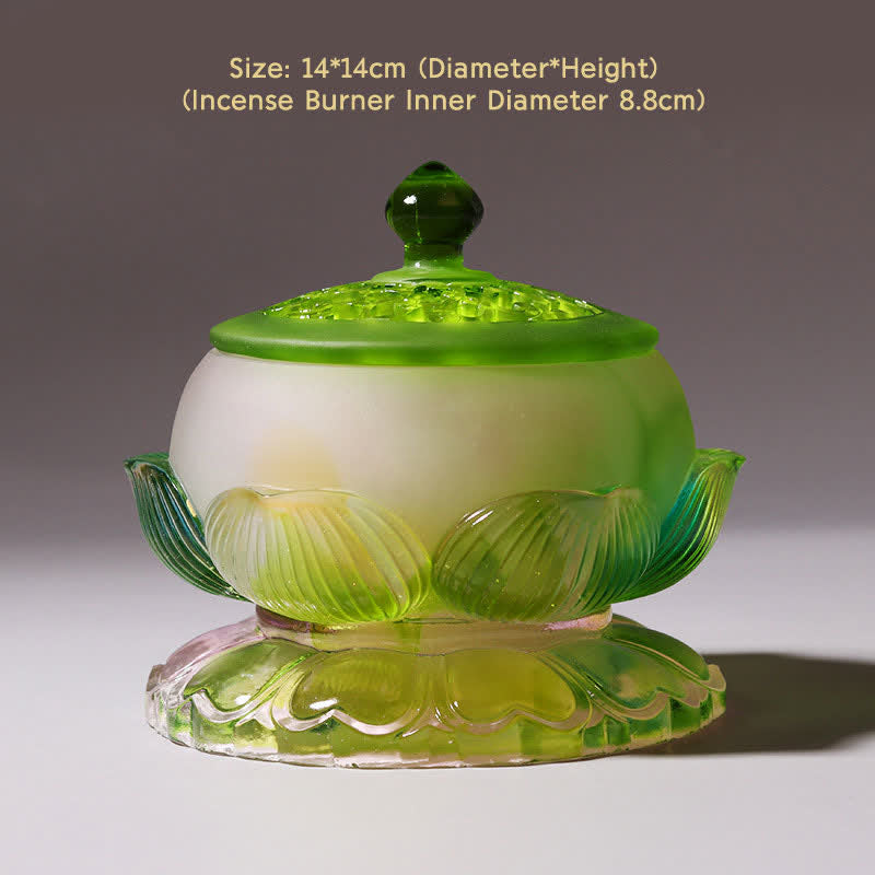 Pieza de arte de cristal Liuli hecha a mano de loto Feng Shui, decoración para el hogar y la Oficina - Quemador de incienso - image 15