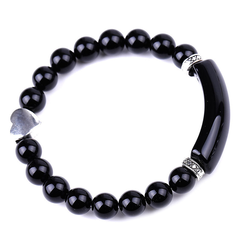Pulsera de corazón unisex con cuentas de cristal natural