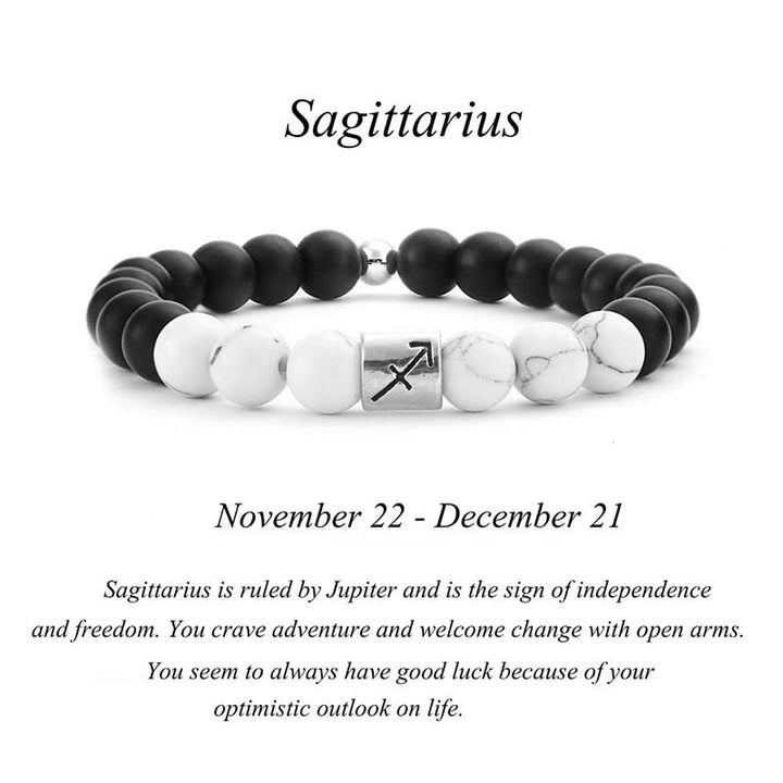 Pulsera de la fortuna con cuentas de turquesa blanca, piedra esmerilada Natural, 12 constelaciones del zodíaco , Buddha Stones
