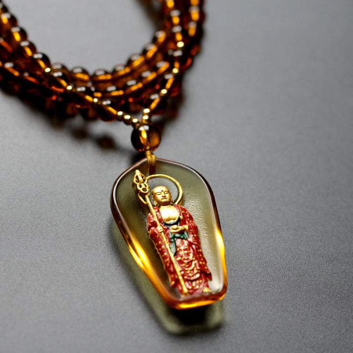 Collar con colgante de amuleto de compasión de cristal de Buda Liuli de Buddha Stones Ksitigarbha - image 2