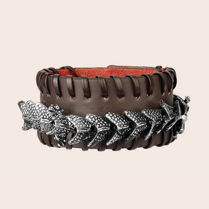 Pulsera de tejido de protección de cuero de dragón