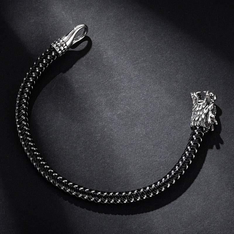 Pulsera de la suerte con protección de acero titanio y dragón de Buddha Stones - image 7