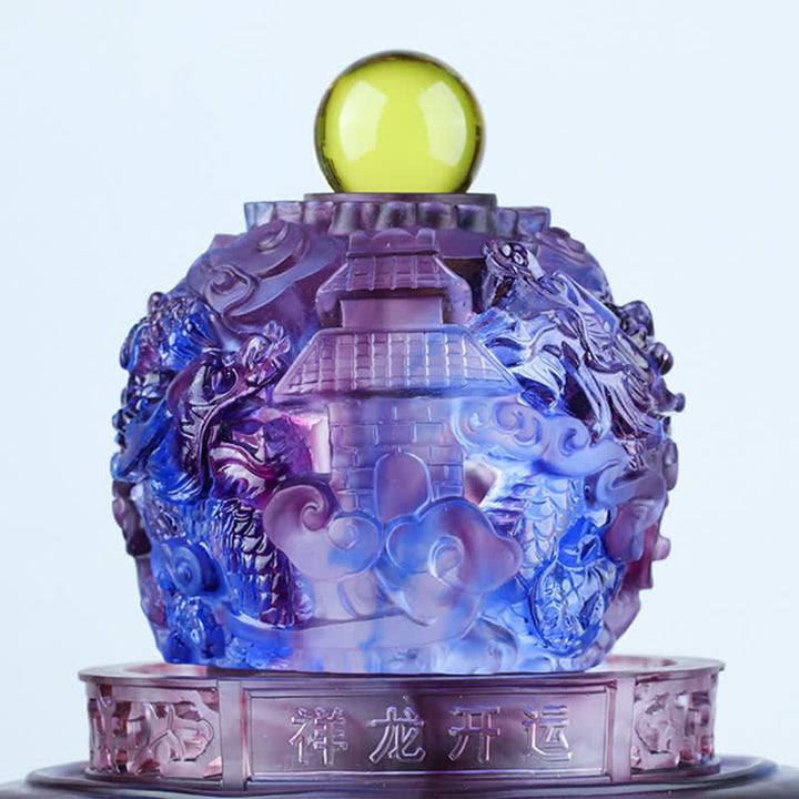 Buddha Stones Feng Shui dragón auspicioso hecho a mano Liuli cristal giratorio pieza de arte suerte decoración de la Oficina del hogar - image 3