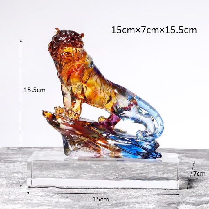 Pieza de arte de tigre de cristal Liuli hecha a mano, protección para decoración del hogar - image 22