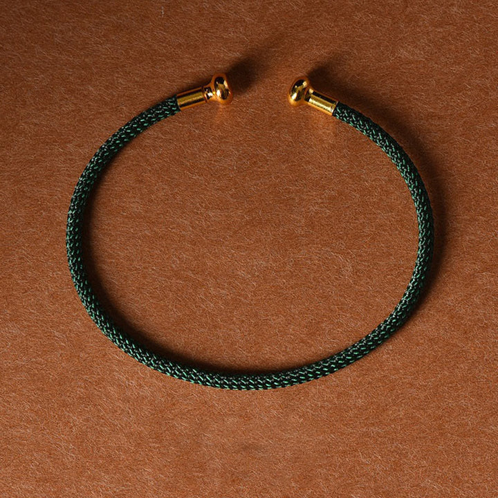 Pulsera de cuerda trenzada de la suerte hecha a mano con diseño simple de Buddha Stones - Verde oscuro - image 27