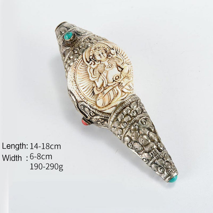 Decoración positiva de la riqueza de la concha de Buda Shankha grabada hecha a mano tibetana - Vajrasattva - image 11