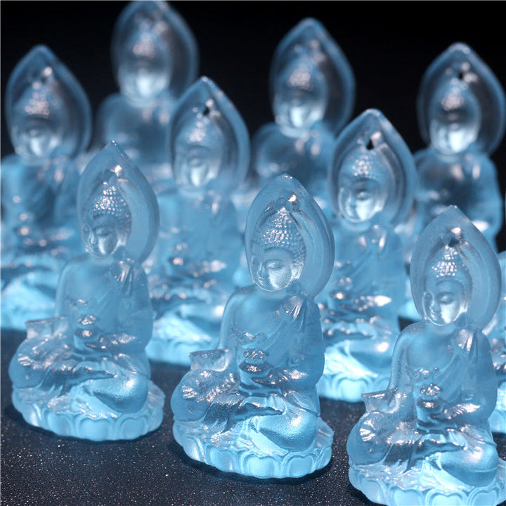 Buddha Stones azul Tathagata Buda medicina Buda Liuli cristal serenidad amuleto collar colgante - image 13