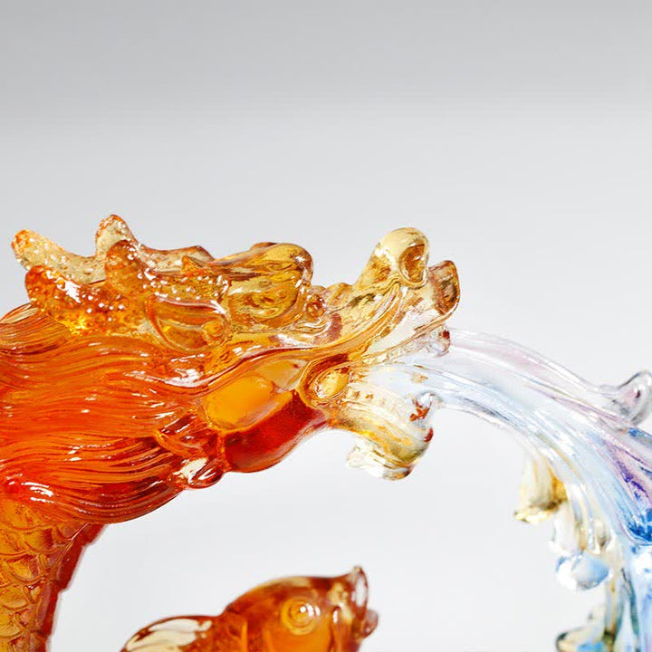 Buddha Stones Feng Shui Dragón Koi Pez hecho a mano Liuli Crystal Art Piece Decoración de la Oficina del Hogar - image 8