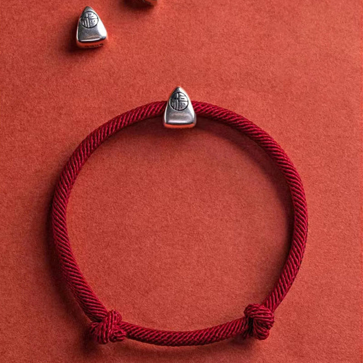 Pulsera trenzada hecha a mano con bendición de personaje Fu de plata de ley 925 con Buddha Stones - image 5