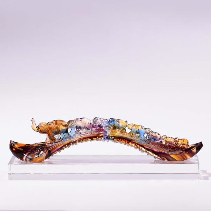 Decoración del hogar hecha a mano de Liuli Crystal Ruyi Elephant Art Piece con base de cristal - image 0