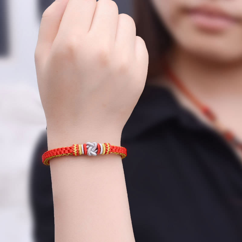 Pulsera hecha a mano con Buddha Stones, cuerda colorida, nudo de amor verdadero, suerte