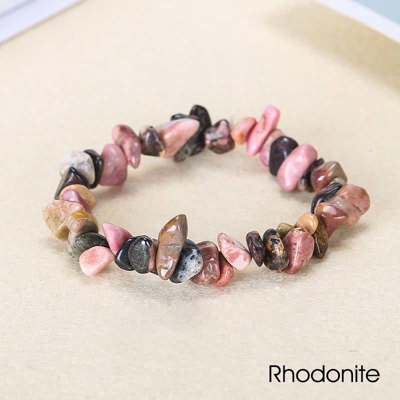 Pulsera calmante de calidez de piedra de cristal de forma irregular natural - Rodonita (circunferencia de la muñeca: 15-18 cm) - image 46