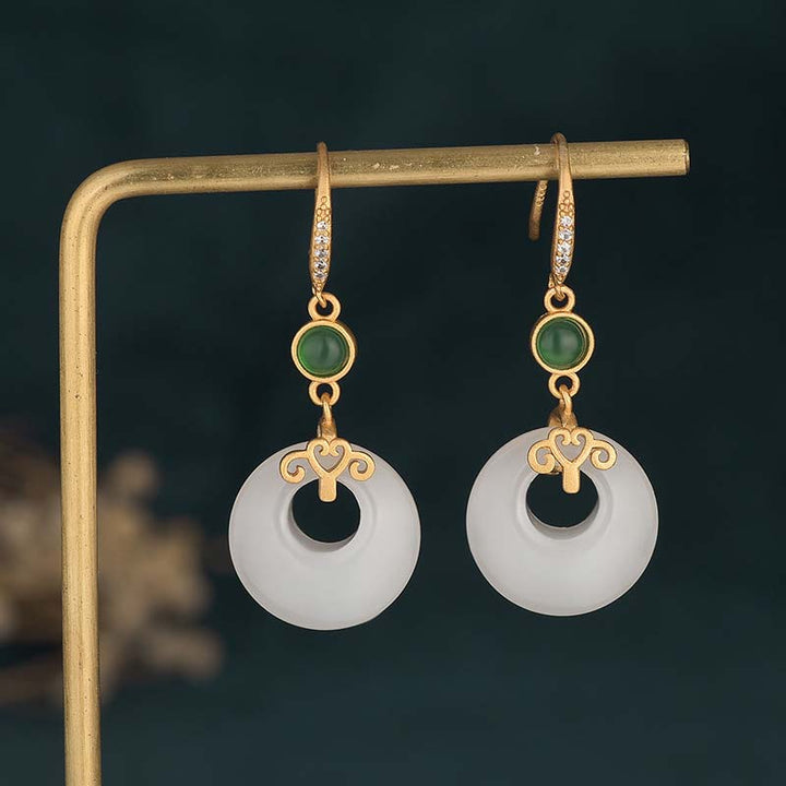 Pendientes colgantes de bendición de jade blanco FengShui
