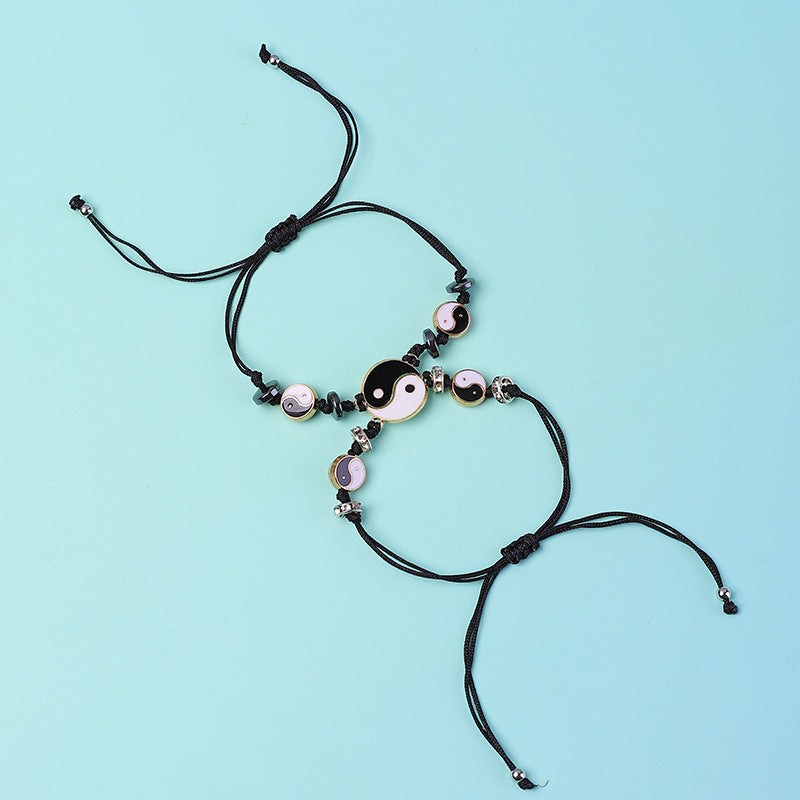Pulsera de pareja de hematita Yin Yang, 2 piezas, Buddha Stones