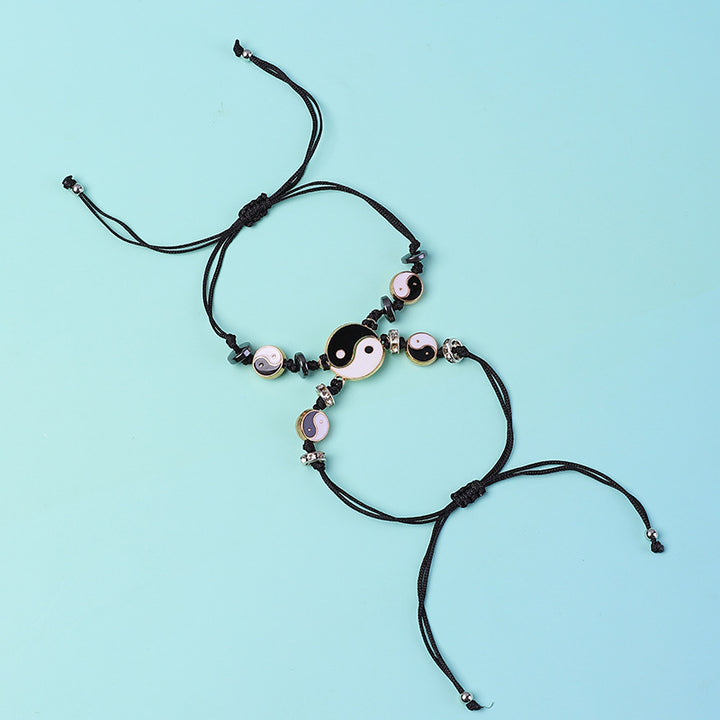 Pulsera de pareja de hematita Yin Yang, 2 piezas, Buddha Stones