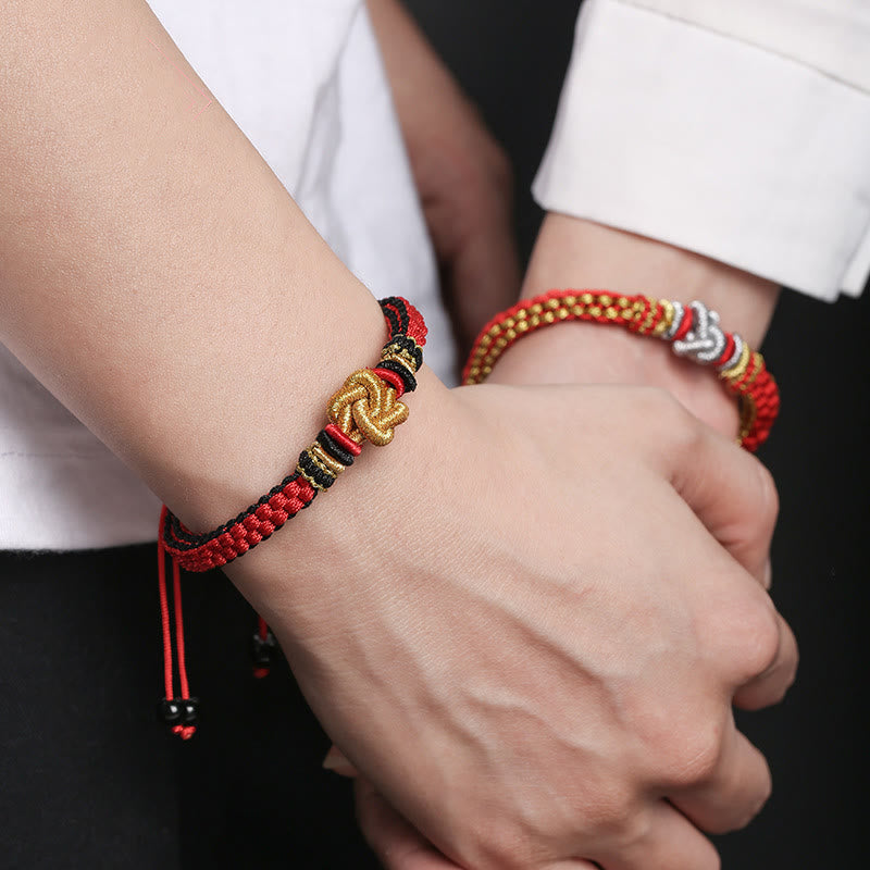 Pulsera hecha a mano con Buddha Stones, cuerda colorida, nudo de amor verdadero, suerte