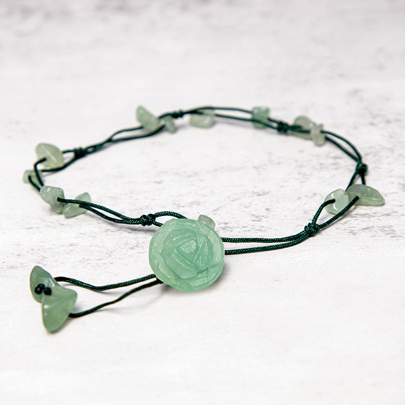 Tobillera curativa de paz interior con Buddha Stones, amatista, cristal rosa, aventurina verde, rosa