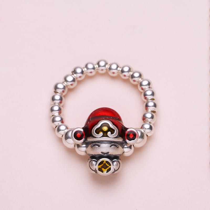 Anillo de protección con diseño de moneda de cobre, Dios de la riqueza, Plata de Ley 925 con Buddha Stones