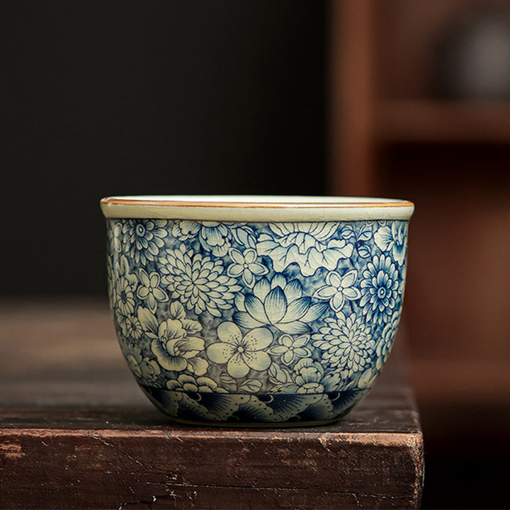 Buddha Stones porcelana azul y blanca té chino Gongfu cerámica tetera de kungfú taza filtro de té bote