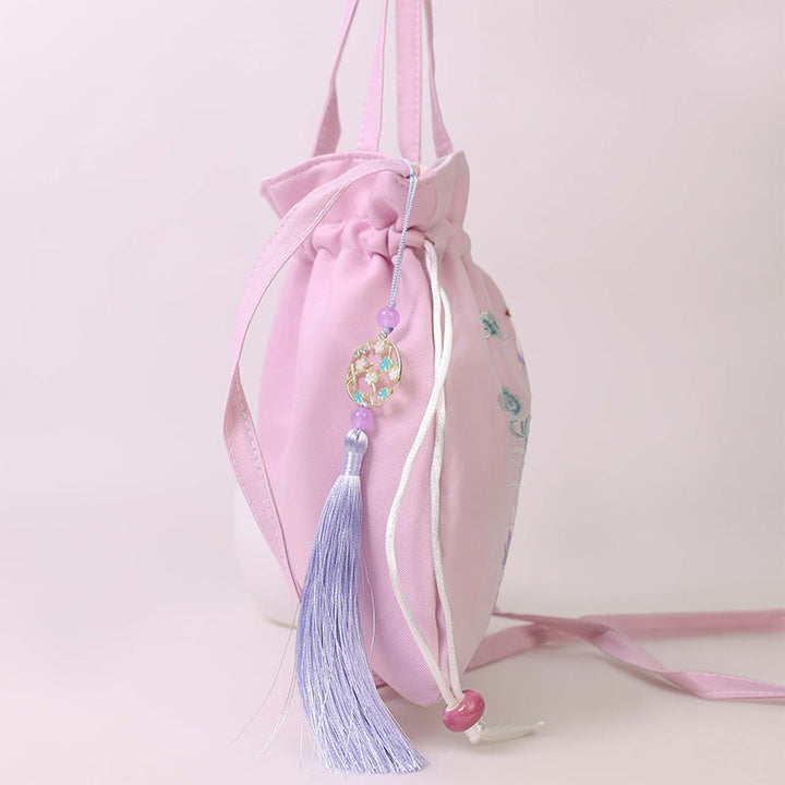 Buddha Stones Suzhou bordado Lotus Deer Epiphyllum peonía conejo algodón lino bolso bandolera bolso de hombro