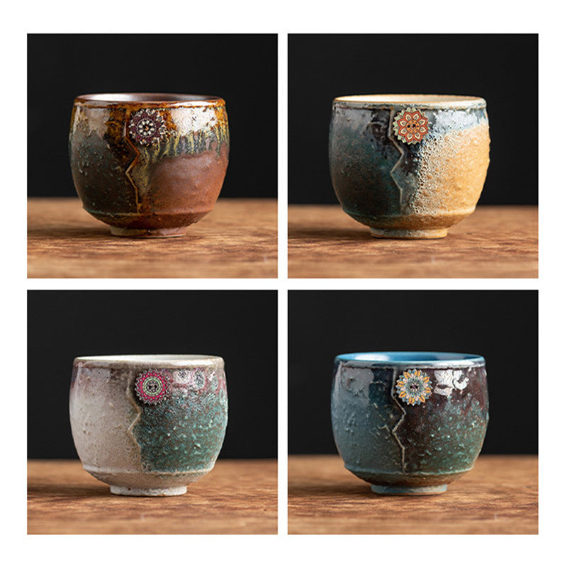 Taza de café de cerámica con cambio de horno de girasol de Buddha Stones , taza de café expreso con leche y té, 250ml