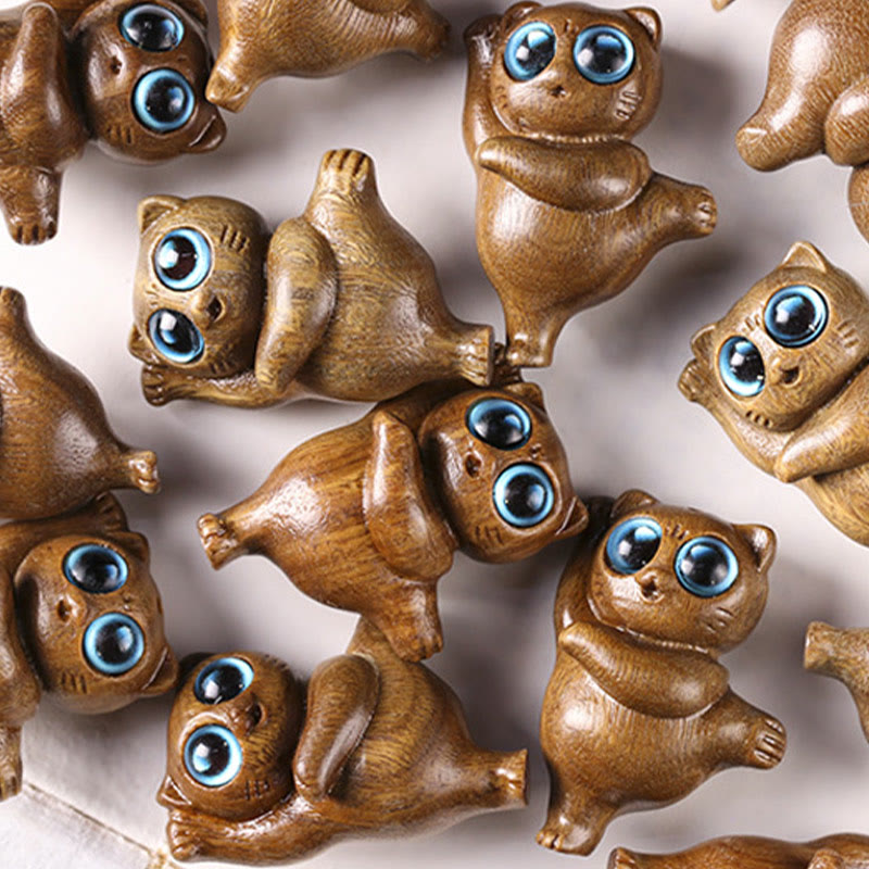 Buddha Stones Mini Sándalo Verde Gato Bailando Grabado Positivo Decoraciones de Escritorio - image 10