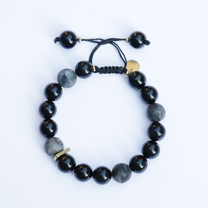 Pulsera de purificación de piedra con brillo negro de obsidiana negra