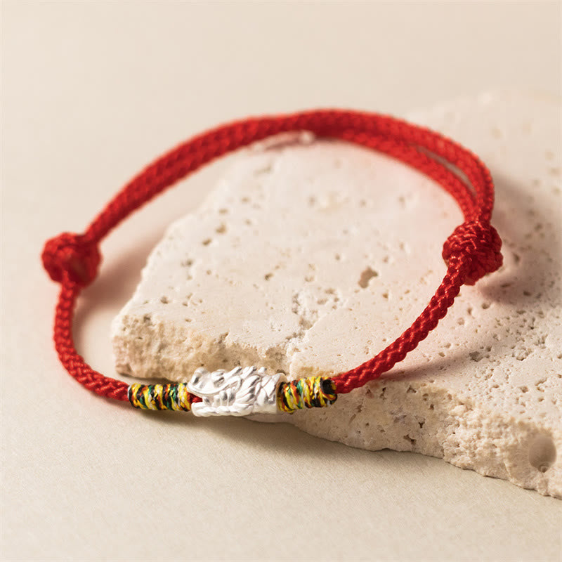 Pulsera de cuerda roja con Buddha Stones de plata de ley 925, Año del Dragón, fuerza de la suerte