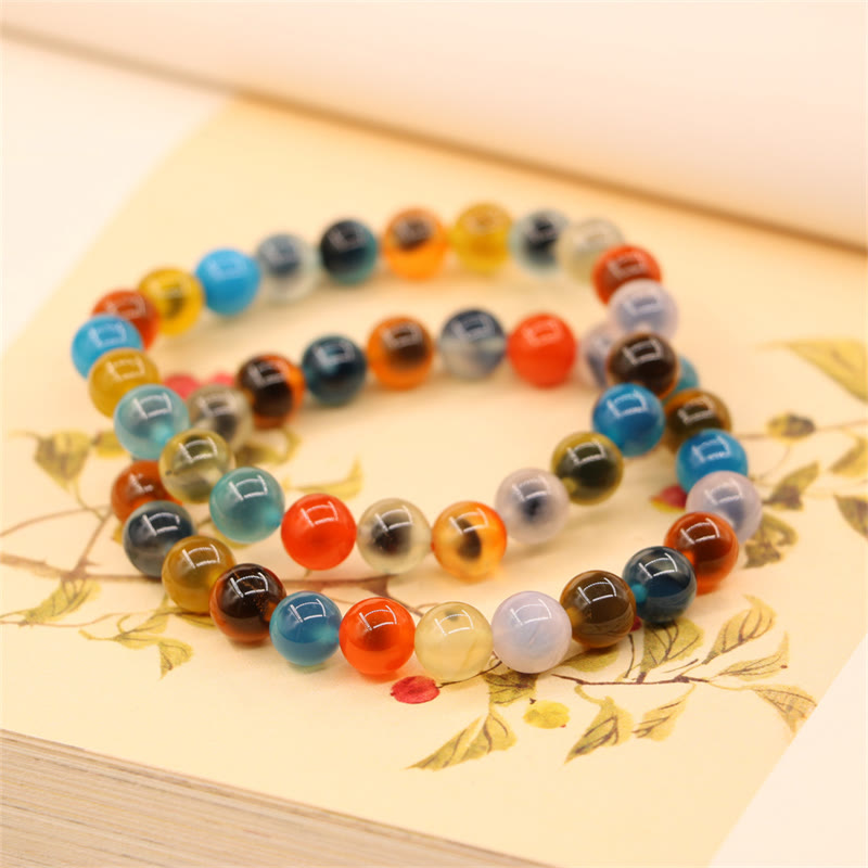 Pulsera colorida de cuentas de fuerza curativa de ágata de caramelo