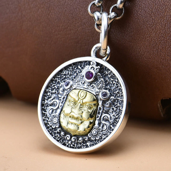 Collar espiritual con colgante de plata de ley 925 con Buddha Stones Zakiram, diosa de la riqueza, Dorje Vajra