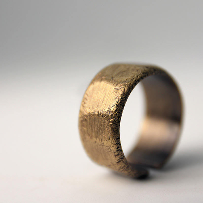 Anillo de riqueza esmerilado de latón y cobre de diseño simple tibetano - image 14
