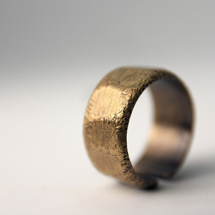 Anillo de riqueza esmerilado de latón y cobre de diseño simple tibetano - image 14