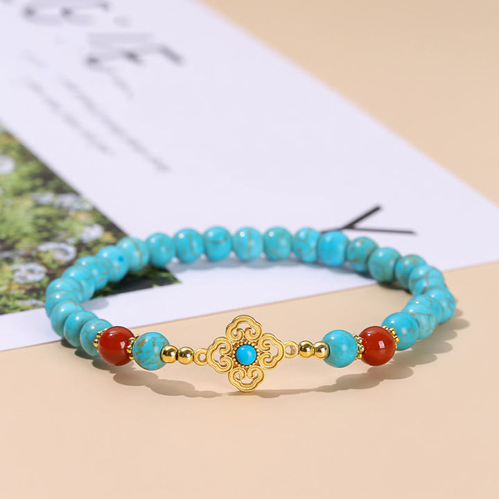 Pulsera de equilibrio de protección de cuentas turquesas de Buddha Stones