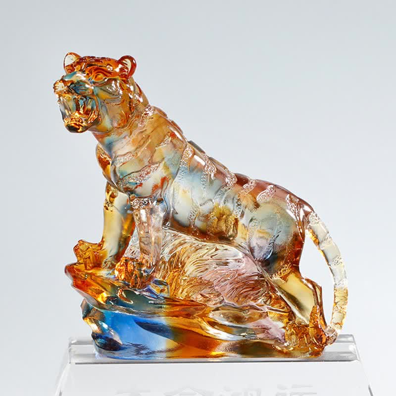 Pieza de arte de tigre de cristal Liuli hecha a mano, protección para decoración del hogar - image 2