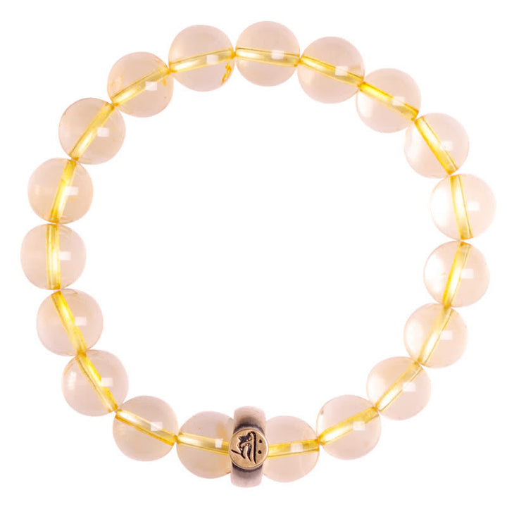 Pulsera de protección de citrino de Buda natal del zodíaco chino de plata de ley 925