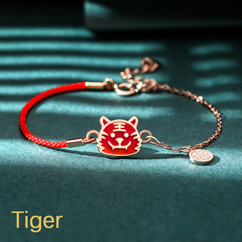 Pulsera de cadena de hilo rojo con protección de la suerte del zodiaco chino que cambia de color de Plata de Ley 925 con Buddha Stones - Tigre (circunferencia de muñeca 14-15 cm) - image 7