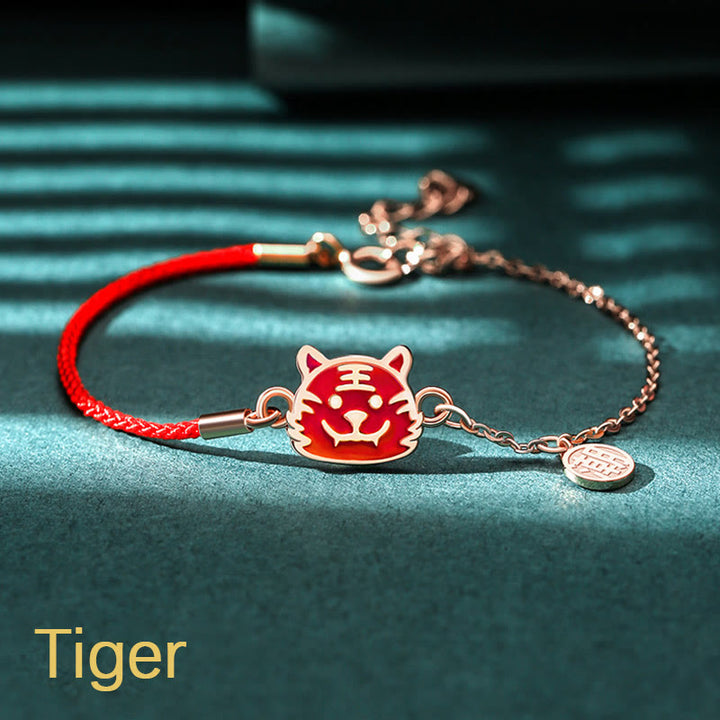Pulsera de cadena de hilo rojo con protección de la suerte del zodiaco chino que cambia de color de Plata de Ley 925 con Buddha Stones - Tigre (circunferencia de muñeca 14-15 cm) - image 7