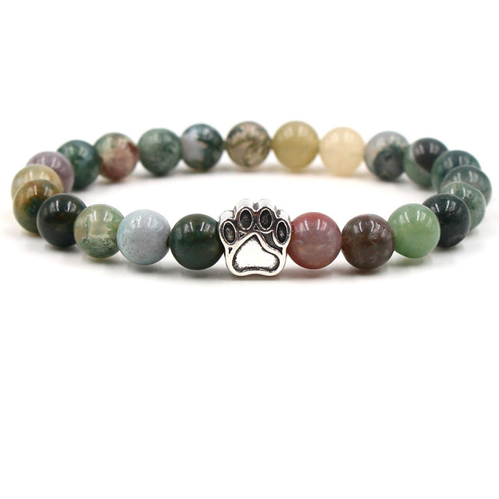 Pulsera de calma positiva con pata de perro de ágata verde de ágata india
