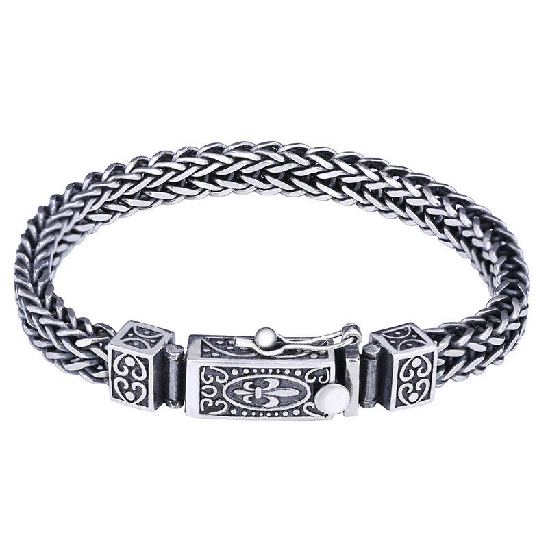 Pulsera curativa de equilibrio con diseño trenzado de quilla de dragón retro con Buddha Stones