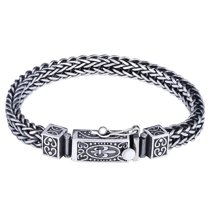 Pulsera curativa de equilibrio con diseño trenzado de quilla de dragón retro con Buddha Stones