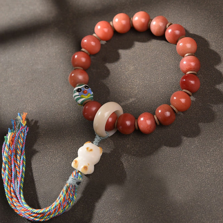 Pulsera de la suerte con abalorio de semilla Bodhi, cuentas Dzi de hueso de camello Natural tibetano, Buddha Stones