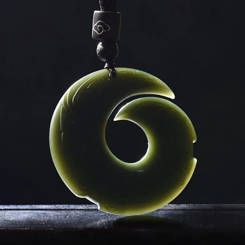 Buddha Stones, la suerte mejora el diseño, colgante de collar de la suerte con hebilla de la paz de Jade cian hetiano