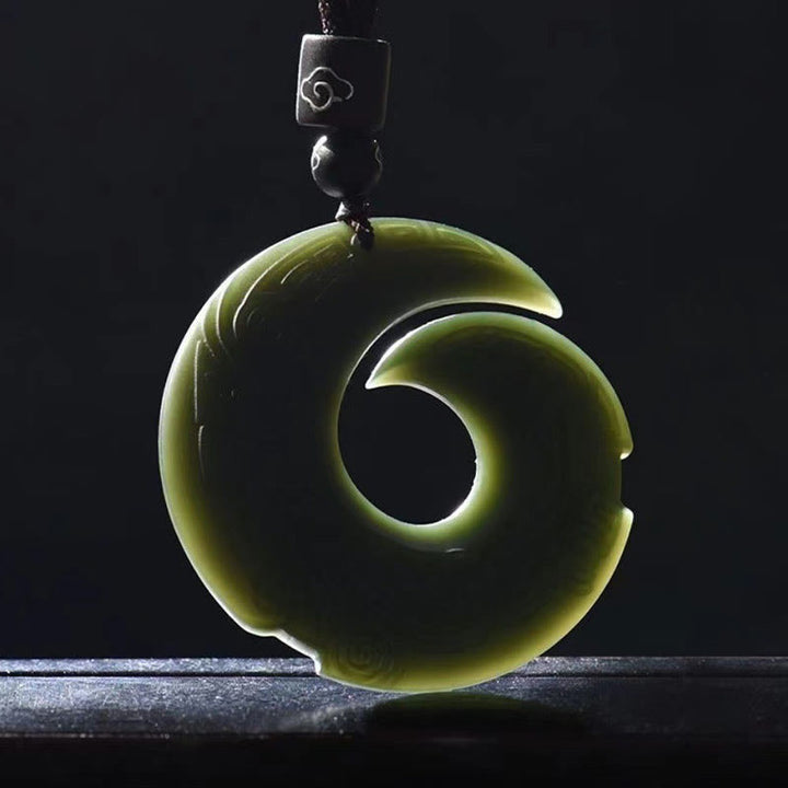 Buddha Stones, la suerte mejora el diseño, colgante de collar de la suerte con hebilla de la paz de Jade cian hetiano