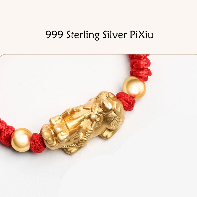 Pulsera de plata de ley 999 con Buddha Stones PiXiu Wealth King Kong con nudo trenzado para niños - image 6